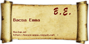 Bacsa Emma névjegykártya